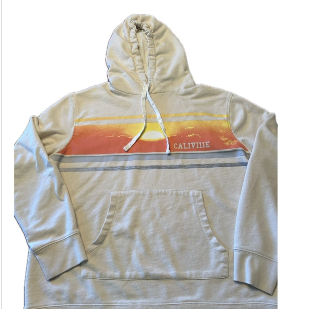 Men's Cream Hoodie with Multicolor Stripe